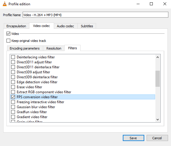 Экспорт таймлапса из VLC — выбор файла назначения