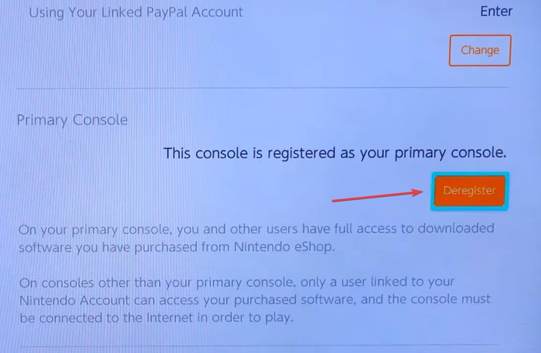 де-регистрация основной консоли