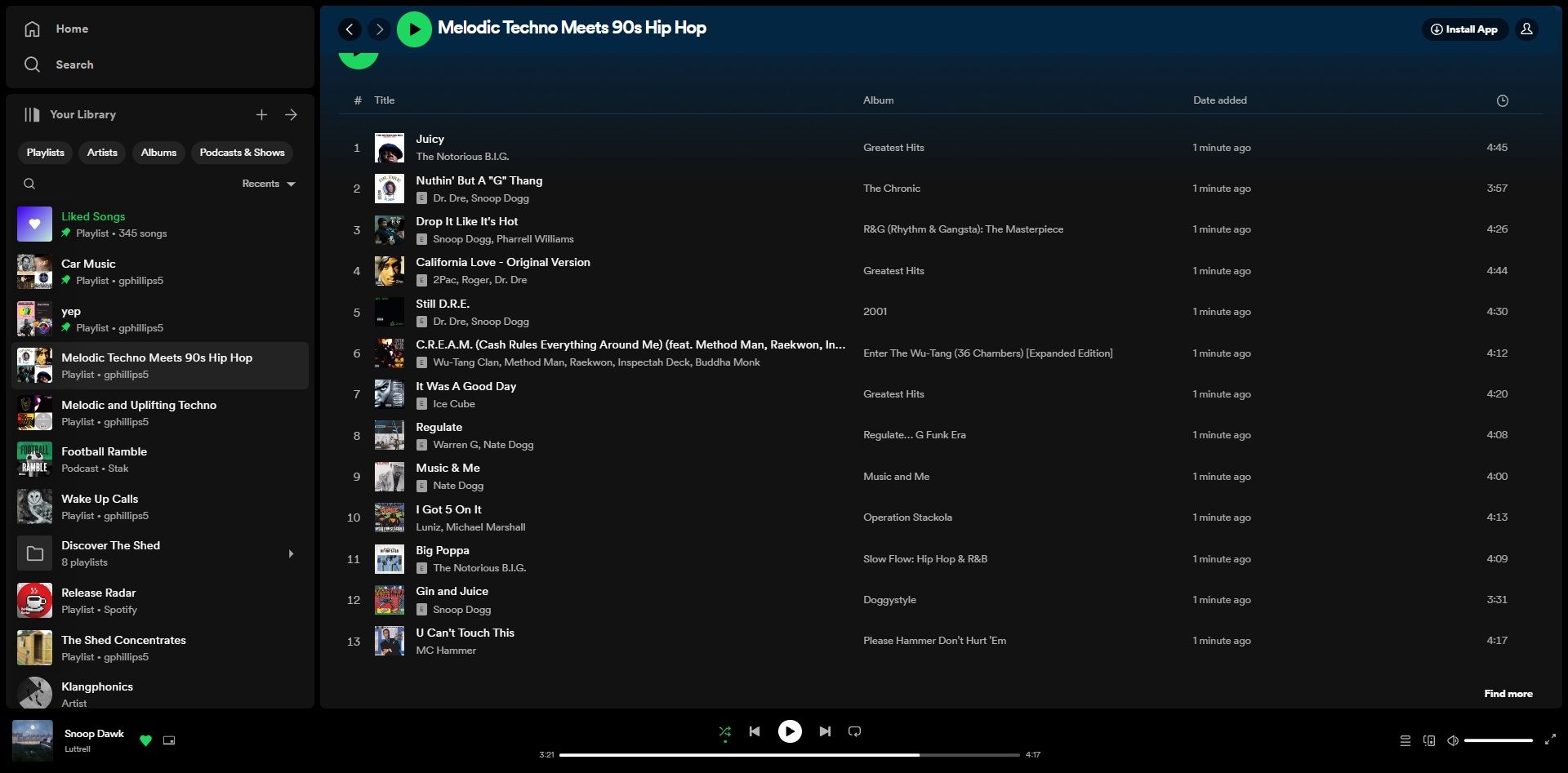 список треков в Spotify