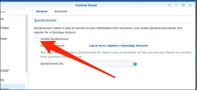 Флажок для включения QuickConnect