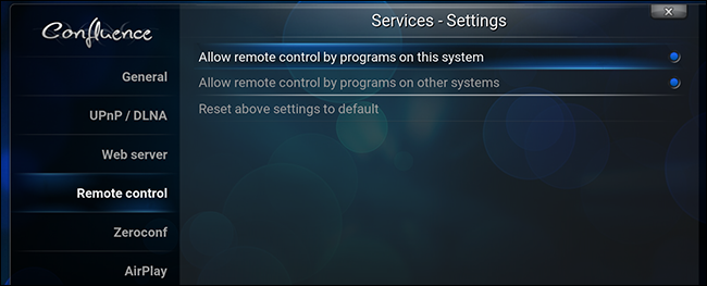 Разрешить удалённое управление Kodi
