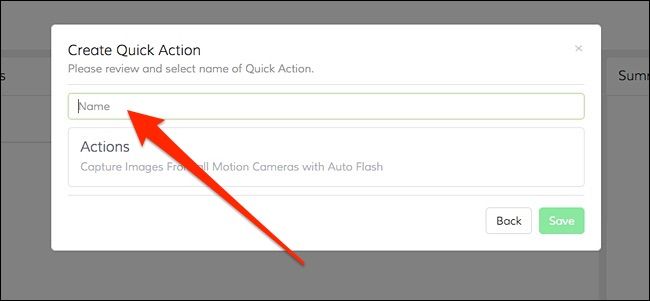Ввод названия Quick Action и кнопка «Save»