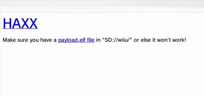 Кнопка HAXX в браузере Wii U для запуска Homebrew