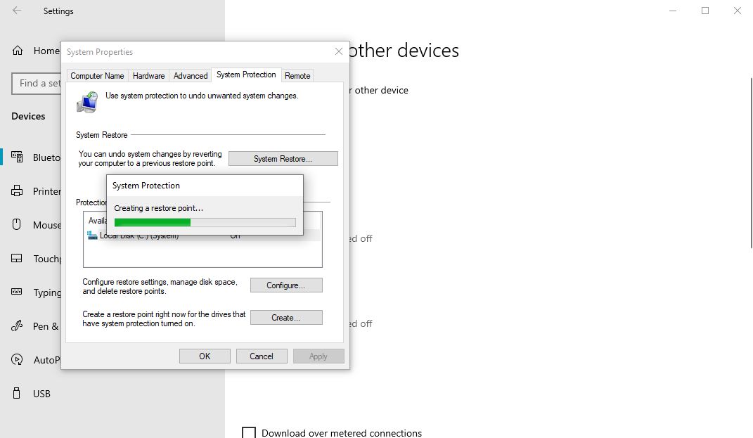Создание точки восстановления в Windows 10