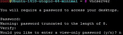 Первый запуск vncserver и установка пароля