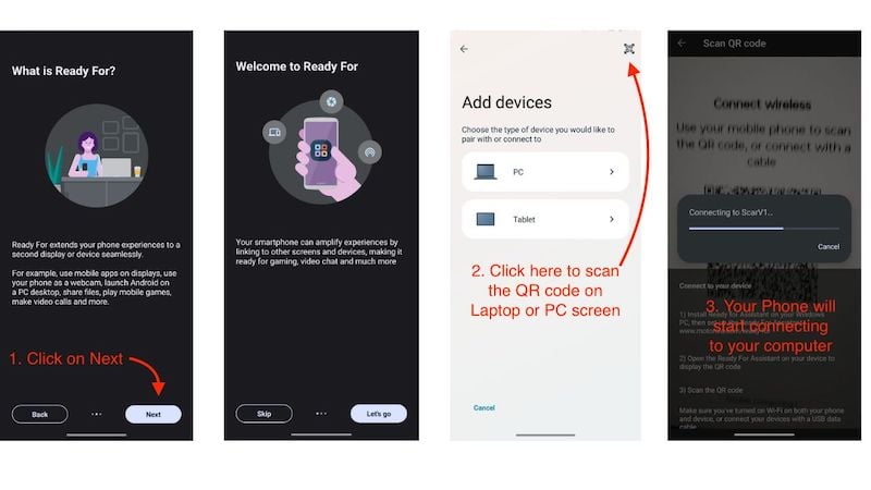 Изображение: Просканируйте QR‑код в приложении Ready For на телефоне