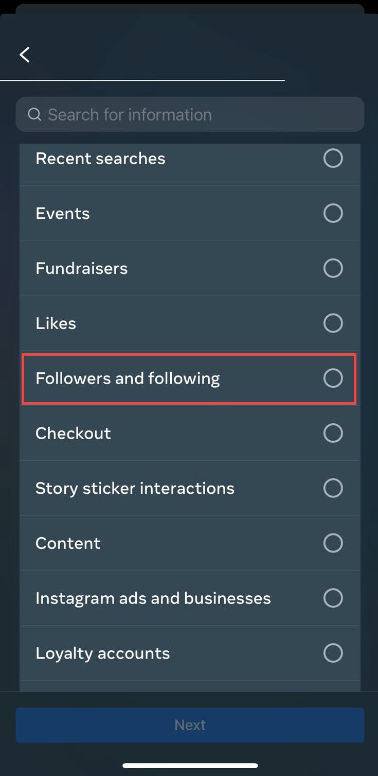 select followers and following