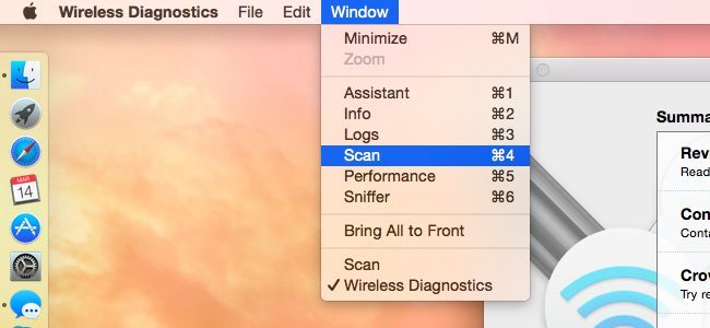 Окно сканирования сетей в Wireless Diagnostics