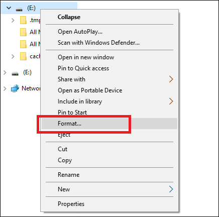 Окно форматирования диска в Windows