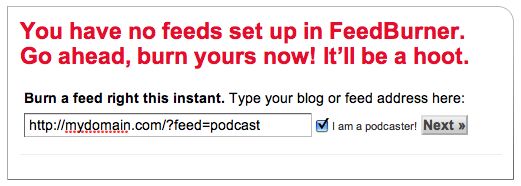 процесс генерации подкаст фида в Feedburner
