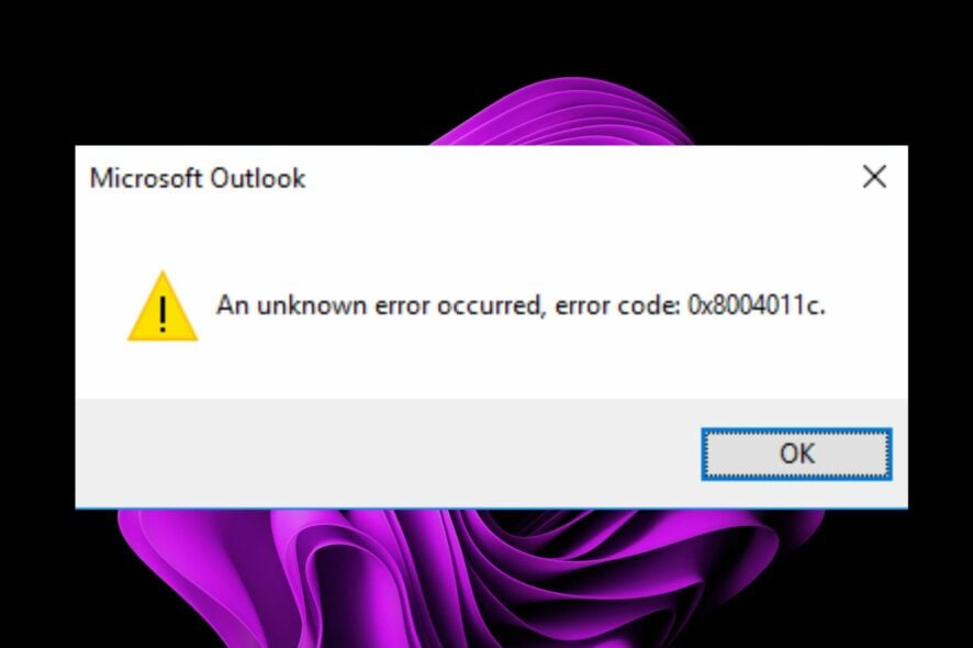 Outlook 0x8004011c: причины и решения