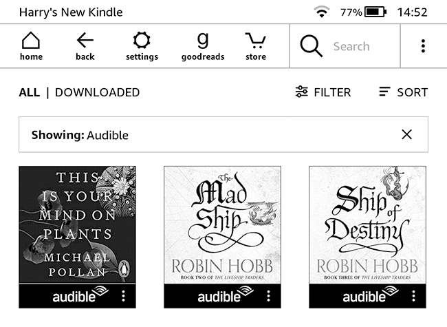 Отображаются аудиокниги Audible