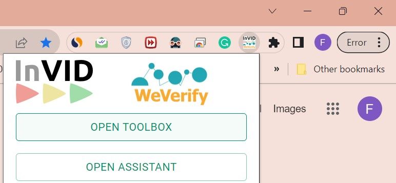 Открыть инструменты в расширении Fake News Debunker