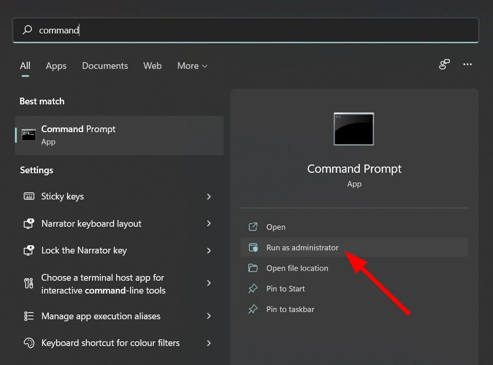 Окно Командной строки от имени администратора