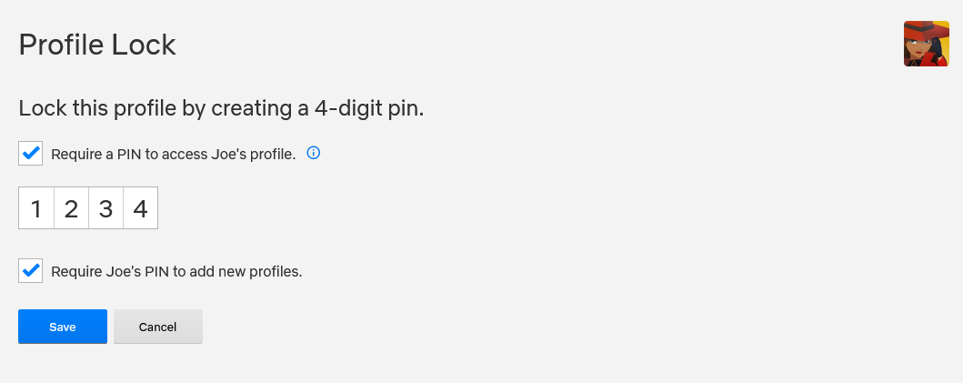 Блокировка профиля Netflix паролем