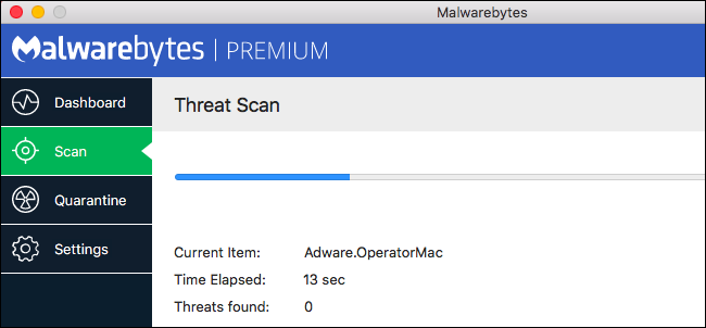 Интерфейс Malwarebytes: сканирование и удаление обнаруженных угроз