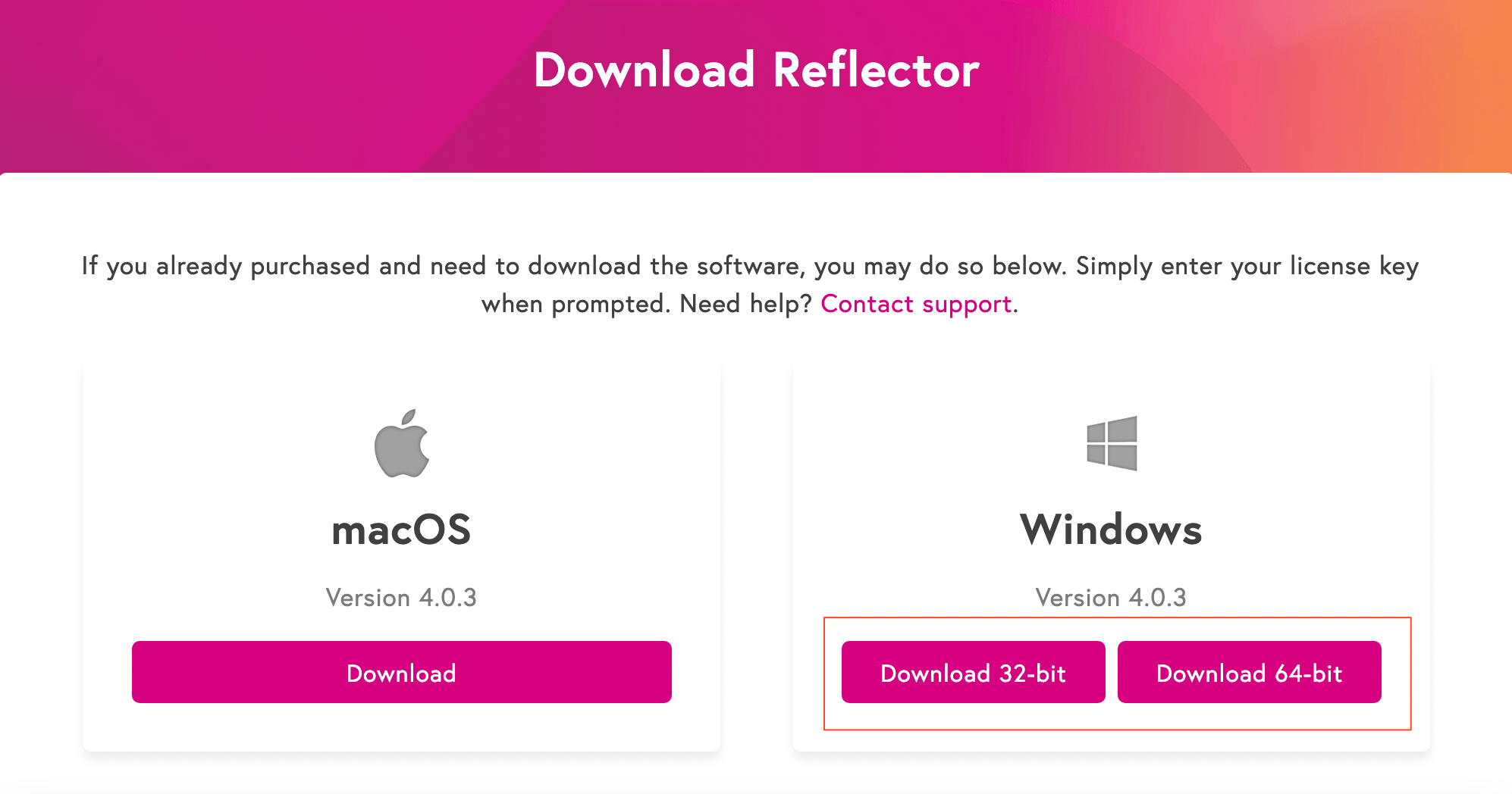 Reflector приложение на экране Windows