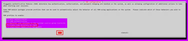 Включение профиля PAM для автосоздания домашнего каталога