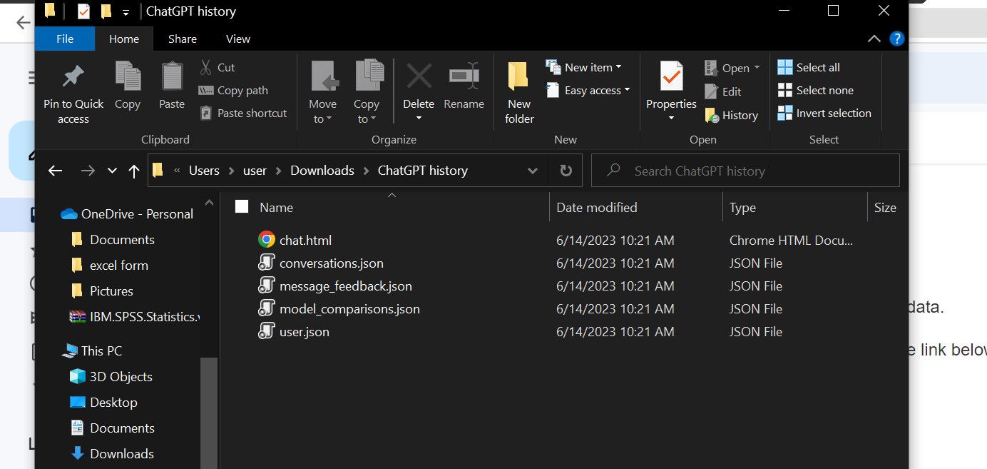 История ChatGPT после распаковки архива