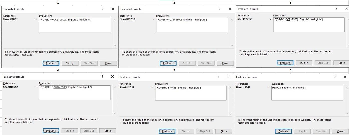 Все шаги процесса вычисления в Microsoft Excel