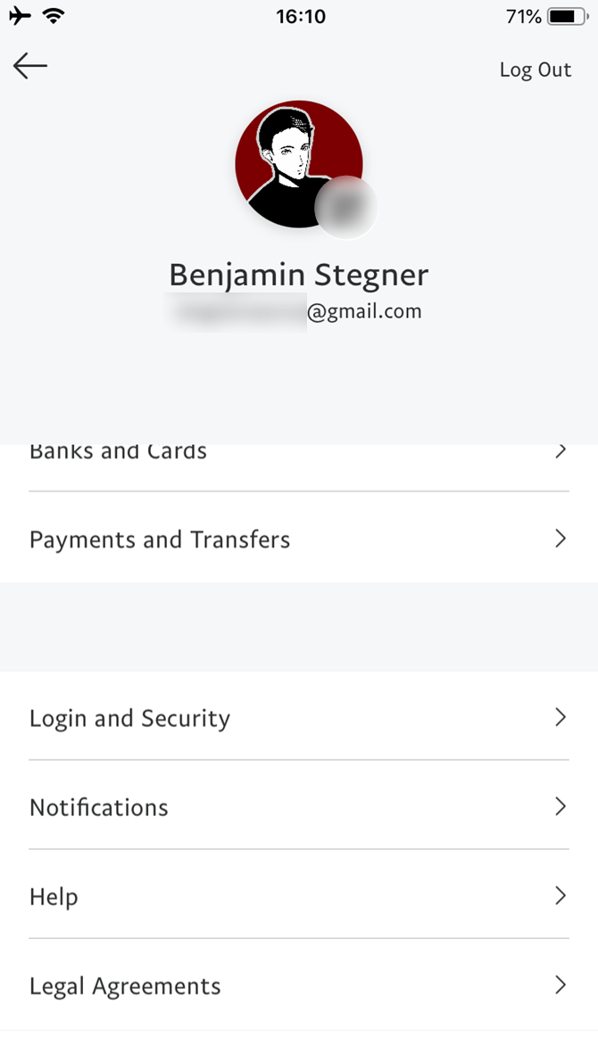 Настройки входа и безопасности в PayPal