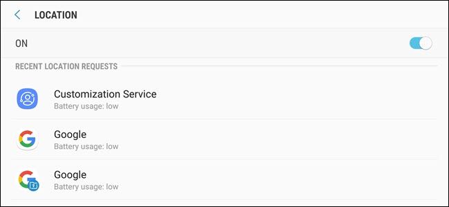 Параметры настроек местоположения на Android
