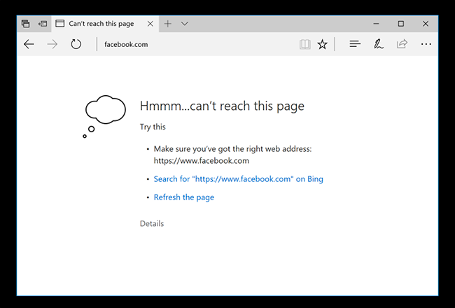 Сообщение о недоступности сайта в браузере