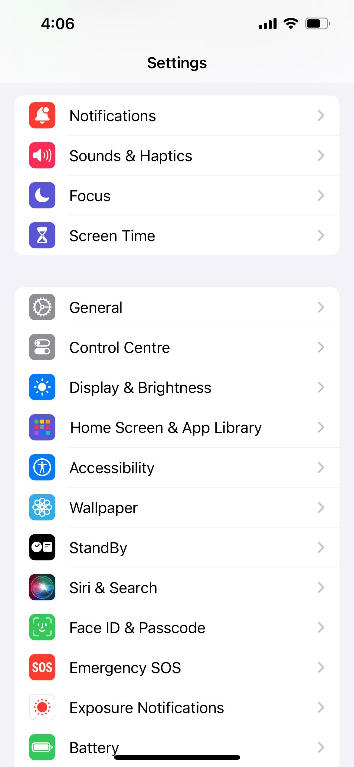 настройки iPhone