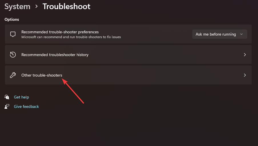 Список средств устранения неполадок