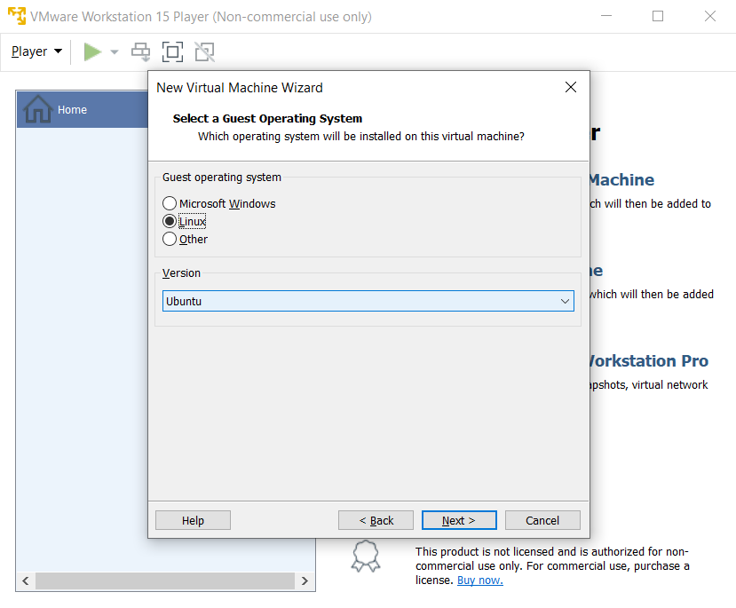 Выбор типа гостевой ОС в настройках VM