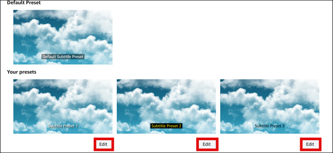 Редактирование пресета субтитров