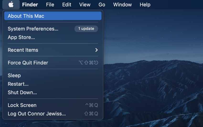 Скриншот меню «Об этом Mac»