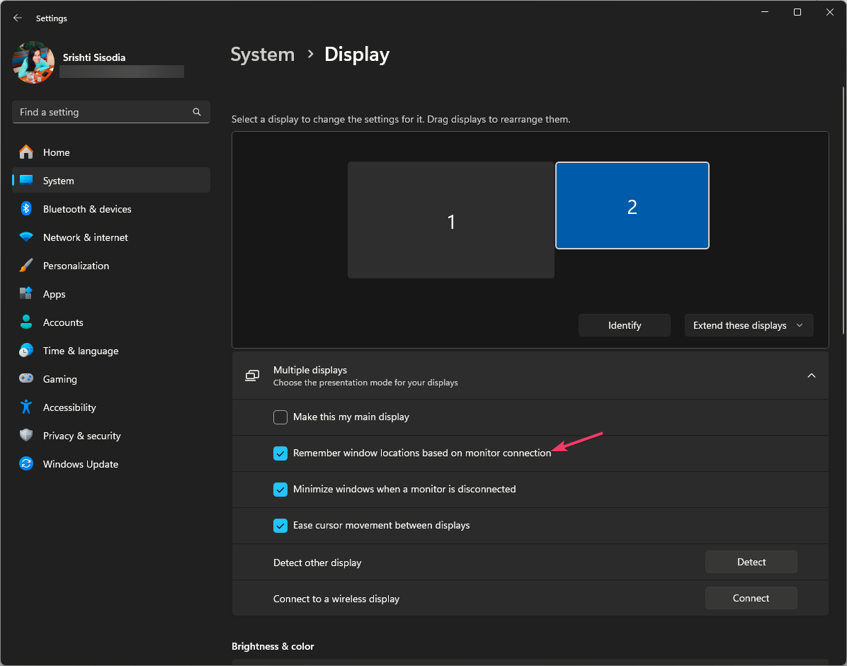 Запоминать расположение окон