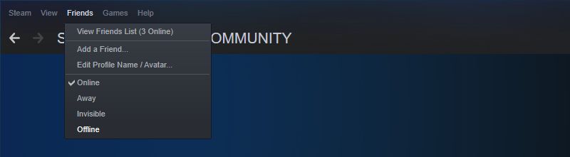 Статусы друзей в Steam: Видимый и Оффлайн