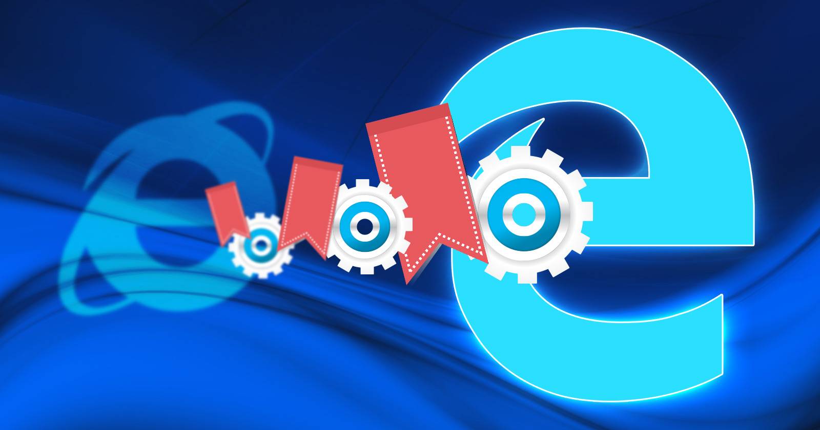 Логотип Microsoft Edge на фоновом изображении интерфейса браузера