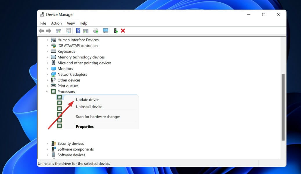 Контекстное меню обновления драйвера AMD