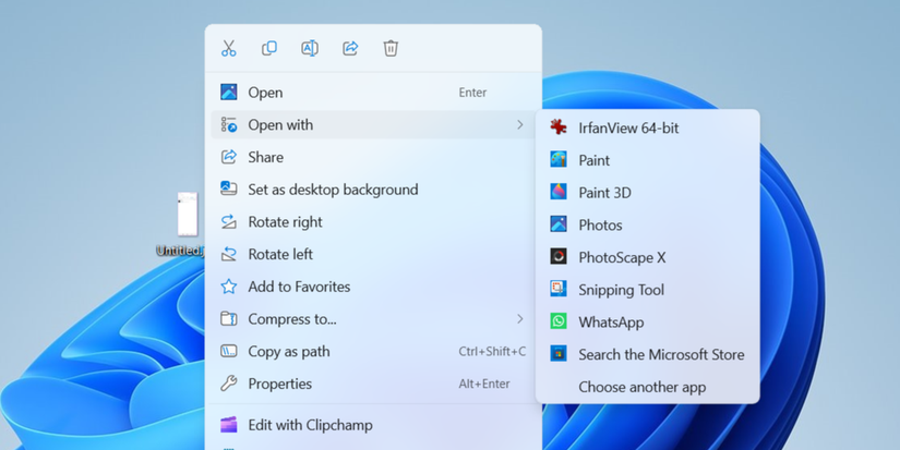 Меню Открыть с помощью в Windows 11