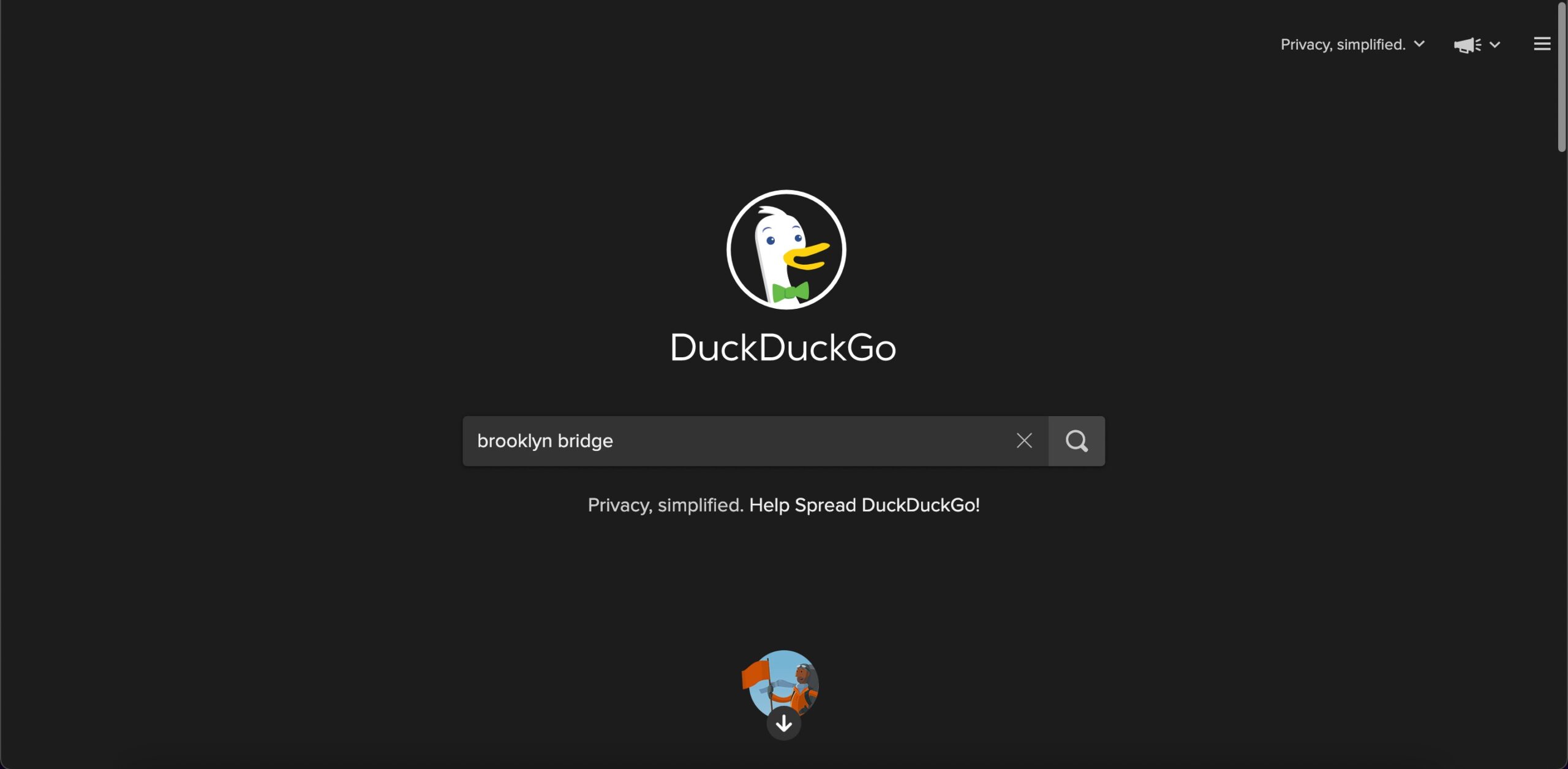 Поиск местоположения в DuckDuckGo — результат поиска