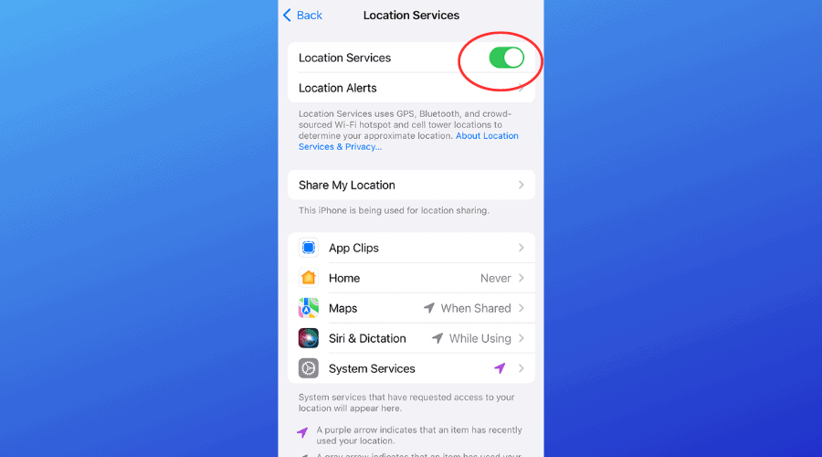 Отключение геолокации на iPhone