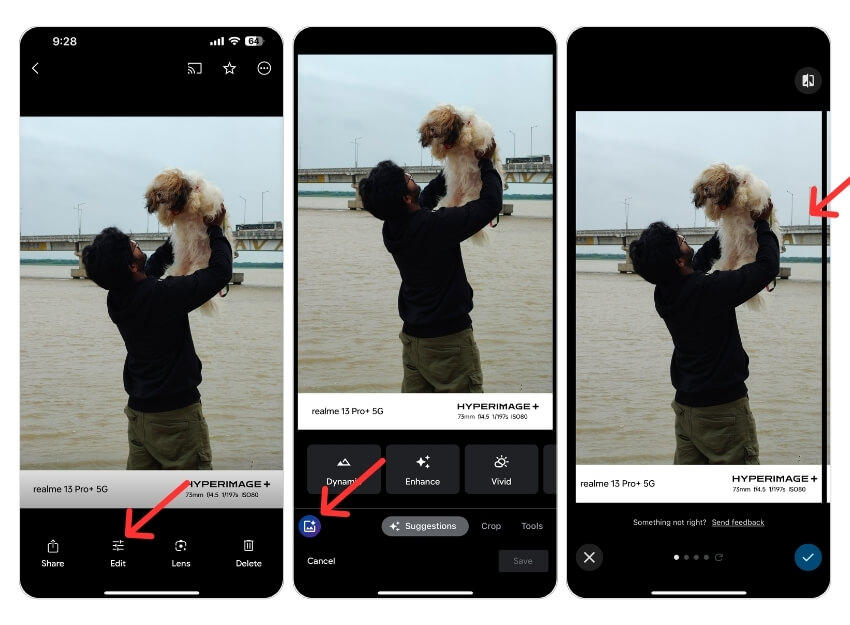 Пример работы Magic Editor в Google Photos