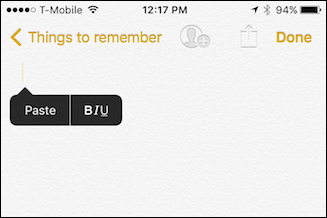 Вставка изображения в заметку на iPhone