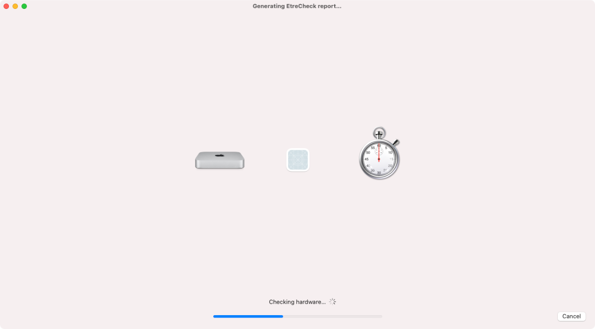 EtreCheck выполняет сканирование macOS
