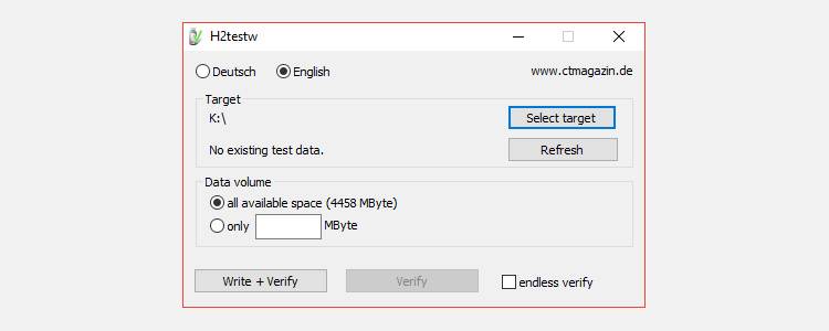 captura de tela do H2testw mostrando progresso de verificação.