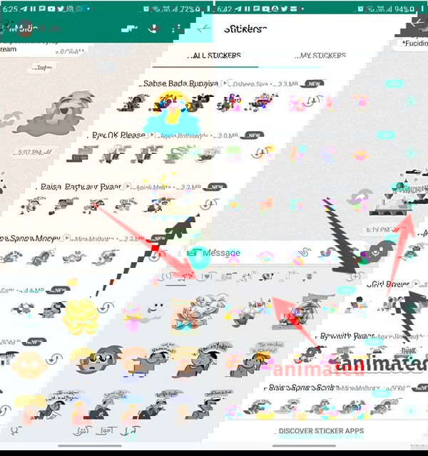 Установка дополнительных стикеров из каталога WhatsApp