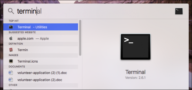 Окно Терминала на macOS