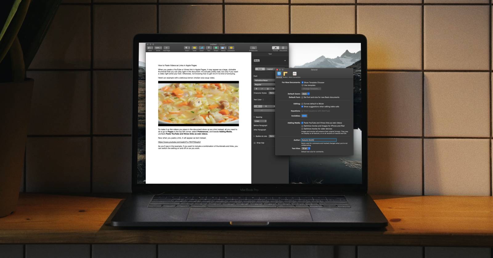 Вставка ссылок на YouTube и Vimeo в Pages