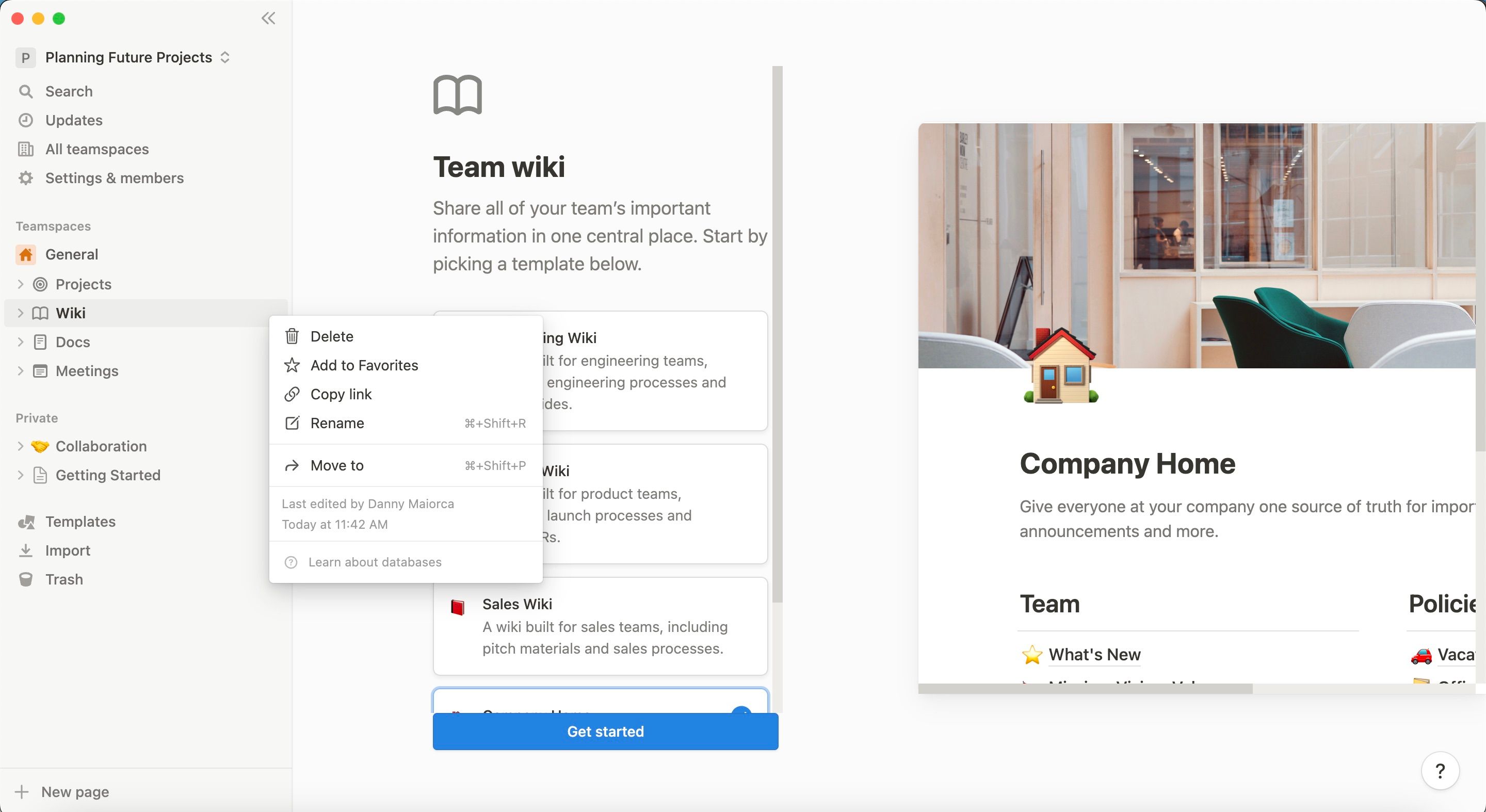 Добавить страницу в избранное в Notion