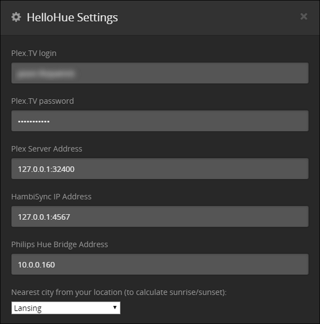 Основные настройки HelloHue