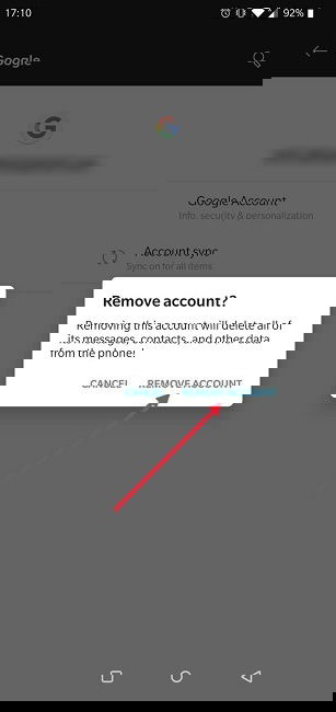 Подтверждение удаления аккаунта на Android