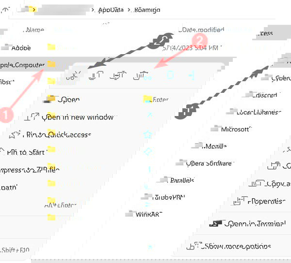 Перемещение папки Apple Computer в Windows